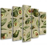 Leinwandbild 5 teilig, Avocado -Hälften 