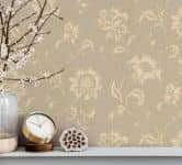 Vliestapete Blumen Floral Klassisch, Natur in Beige  