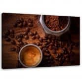 Leinwandbild, Tasse Kaffee und Bohnen 