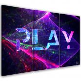 3 stuks canvas print, The inscription play abstraction 