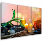 Leinwandbild 3-teilig, Zen-Blätter Olive 