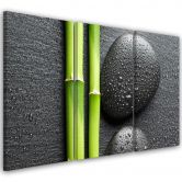 Leinwandbild 3-teilig, Steine Bamboo Zen Spa 