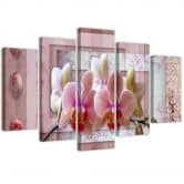 Leinwandbild 5 teilig, Rosa Blume Orchidee 