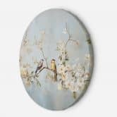 Rundt lærredsbillede Fugle på en gren Chinoiserie 