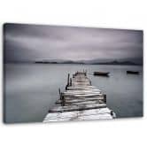 Leinwandbild, Steg Wintersee Landschaft 