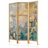 Japanischer Paravent, Raumteiler freistehend, Trennwand - Tapestry Pattern with Meadow and Flowers 