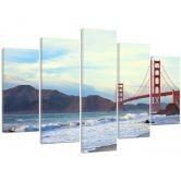 Leinwandbild 5 teilig, Golden Gate Bridge - Landschaft 