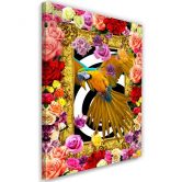 Leinwandbild, Papagei und bunte Rosen 