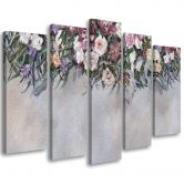 Leinwandbild 5 teilig, Blumen überwachsen 