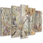 Leinwandbild 5 teilig, Mosaik -Dschungel 