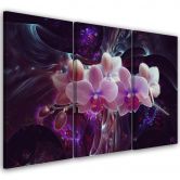 3-delige canvas print, witte orchidee op een donkere achtergrond 