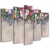 Leinwandbild 5 teilig, Blumen überwachsen 