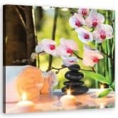 Canvas schilderij, Spa Kaarsen Orchidee Bloemen 