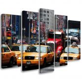 Leinwandbild 5 teilig, Taxi Times Square New York 