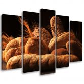 Leinwandbild 5 teilig, Brot und Weizen 