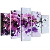 Leinwandbild 5 teilig, Blumen Lila Natur 