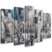 Leinwandbild 5 teilig, New York Stadt Wolkenkratzer 