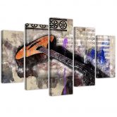 Wandbild 5-teilig, Gitarre Abstrakt Bunt 