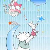 Vlies Fototapete - Winnie the Pooh Piglet and Stars - 100 x 280 cm 