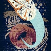 Vlies Fototapete - Star Wars Classic Concrete Asteroid Worm - 200 x 280 cm 