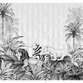 Vlies Fototapete - Lion King Monochrome - 300 x 280 cm 