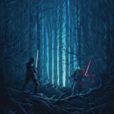 Vlies Fototapete - Star Wars Wood Fight - 200 x 280 cm 