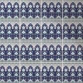 Fliesenaufkleber Savar Blumen - Blau-Weiß - 12er Set 