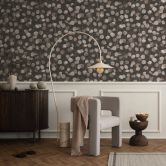 Vliesbehang in bruin bladlook bloemige natuur  