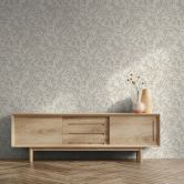 Vliestapete in Beige Blätter Blattoptik Vintage Floral Natur  