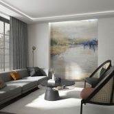 Fototapete in Beige mit abstraktem See Grafisch Klassisch 2,70 x 2,12m 