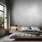 Vliesbehang in grijs, beige 3D-look golvend grafisch modern 