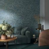 Vliestapete in Blau, Silber 3D-Optik Wellen Grafisch Modern 