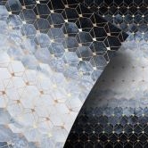 Stickers pour meuble Fredriksson - Hexagone : bleu et or 