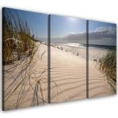 Leinwandbild 3-teilig, Dünenstrand Meer 