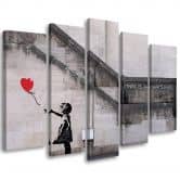 Leinwandbild 5 teilig, Banksy Ballon-Mädchen 