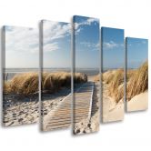 Leinwandbild 5 teilig, Meer Strand Sand Natur 