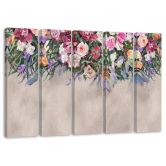 Leinwandbild 5 teilig, Blumen überwachsen 
