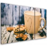 Leinwandbild 3-teilig, Kaffeetasse Shabby 