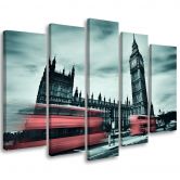 5 stykke lærredstryk, London Bus Big Ben 