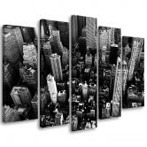 Leinwandbild 5 teilig, New York City Schwarz und Weiß USA 