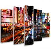 Leinwandbild 5 teilig, Times Square New York Stadt Nacgt 