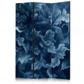 Paravent, Raumteiler freistehend, Trennwand - Abstract Ornaments - Dark Blue Victorian Leaves 