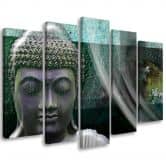Leinwandbild 5 teilig, Zen Buddha Türkis Wellness 