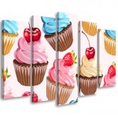 Leinwandbild 5 teilig, Süßigkeiten-Cupcakes 