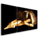 Leinwandbild 3-teilig, Weiblich Golden 