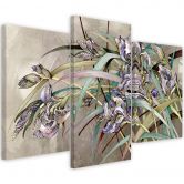 Leinwandbild 3 teilig, Iris Blumen im Wind 