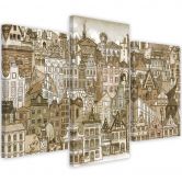 Leinwandbild 3 teilig, Fröhliche Stadt 