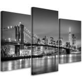 Leinwandbild 3-teilig, New York Stadt Brooklyn Brücke 