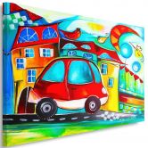 Leinwandbild, Rotes Auto 