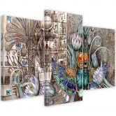 Leinwandbild 3 teilig, Ägyptische Hieroglyphen und Skarabäen 